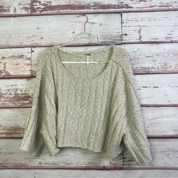 Free People Good Day Palm slouchy chunky knit pullover size S - Picture 2 of 15
